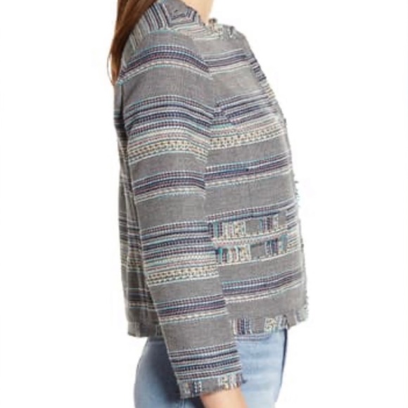 Halogen Nordstrom Multicolor Striped Tweed Fringe Blazer and Skirt - Picture 10 of 11